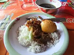Nasi campur with rawon from Surabaya