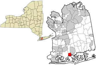 Location in Nassau County and the state of New York.