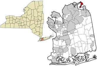 Location in Nassau County and the state of New York.