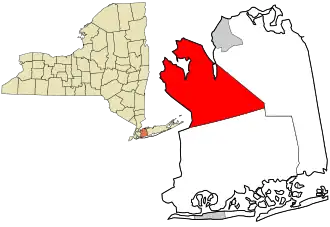Location in Nassau County and the state of New York.
