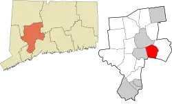 Prospect's location within the Naugatuck Valley Planning Region and the state of Connecticut