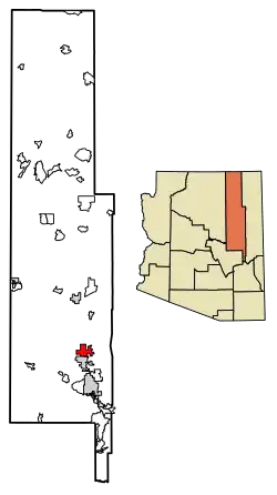 Location of Snowflake in Navajo County, Arizona.