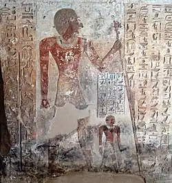 Ahmose depicted in his tomb at El Kab