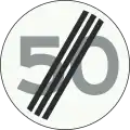 A2: End of speed limit (50&nbsp;km/h)