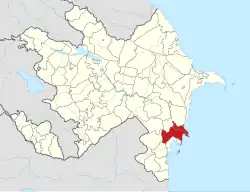 Map of Azerbaijan showing Neftchala District
