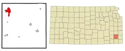 Location within Neosho County and Kansas