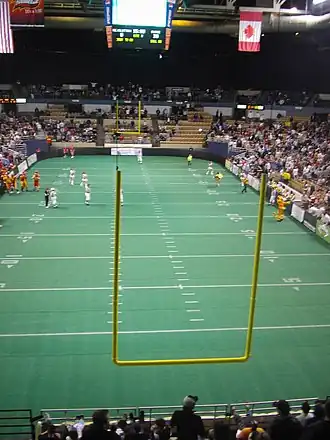 Image 2Hanged U-shaped Continental Indoor Football League goalpost (from Arena football)