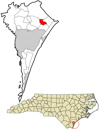 Location in New Hanover County and the state of North Carolina.