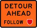 Detour ahead - follow state highway shield