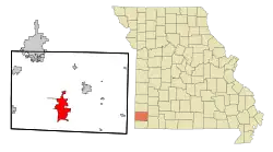 Location of Neosho, Missouri