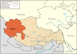 Location of Ngari Prefecture in the Tibet Autonomous Region