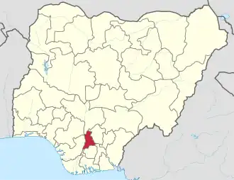 Map of Nigeria showing Anambra State