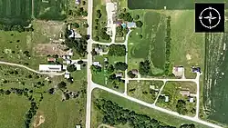 An aerial view of Noble, taken on July 1, 2025