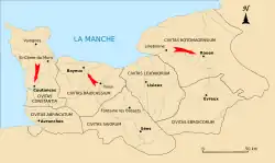 Vieux-la-Romaine is no longer the capital of the Viducasses people during the Lower Roman Empire. The city is integrated into the Civitas Baiocassium.