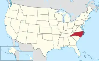 Location of North Carolina within the United States