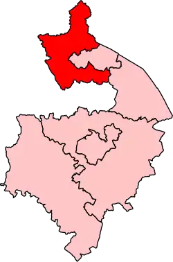 Map showing the location of the North Warwickshire and Bedworth constituency in Warwickshire under the boundaries created by the 2023 boundary review and first used at the 2024 general election.