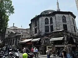 The tomb (left) and library (right), at the northeastern corner of the complex
