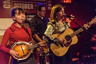 Pepita Emmerichs (left) and Olivia Hally perform as Oh Pep! at the 2015 CMJ Music Marathon in New York City.