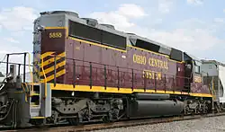 Ohio Central Railroad System 5855 was built with an extended rear deck