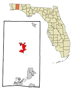Location in Okaloosa County and the state of Florida