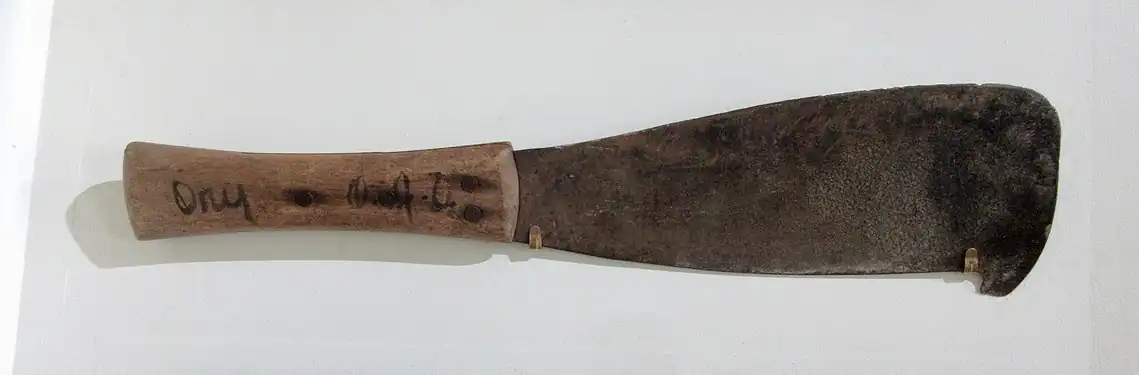 Old cane knife in south Louisiana, of the type that was the most common weapon in the 1811 German Coast uprising.