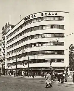 Streamline Moderne - Scala Cinema (Bulevardul Gheorghe Magheru no. 2), Bucharest, by Rudolf Fränkel, 1935[89]