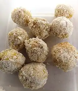 Brown-coloured onde-onde Pulo from North Sulawesi