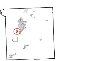 Location within Ottawa County and the state of Oklahoma