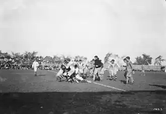 Image 28A game between the Hamilton Tigers and the Ottawa Rough Riders, 1910 (from Canadian football)