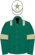 Dark green, beige epaulets and armlets, white cap, beige star
