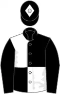 White, black quartered, black sleeves, black cap, white diamond