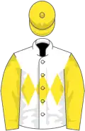 White, yellow triple diamond, sleeves and cap