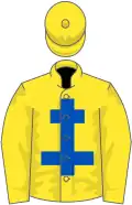 Yellow, royal blue cross of lorraine