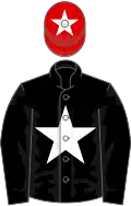 BLACK, white star, red cap, white star