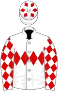 White, red triple diamond, diamonds on sleeves and cap