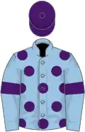 Light blue, purple spots, armlets and cap
