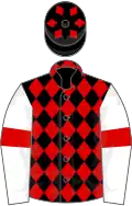 Black and red diamonds, white sleeves, red armlets