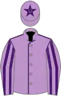 Mauve, purple seams, striped sleeves and star on cap