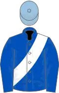 Royal blue, white sash, light blue cap