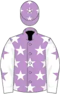 Mauve, white stars, white sleeves, mauve stars