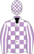 Mauve and White check, striped sleeves