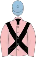 Pink, black cross sashes, light blue cap
