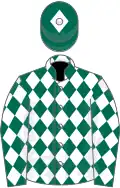 Dark green and white diamonds, dark green cap, white diamond