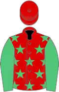 Red, Emerald Green stars and sleeves, Red cap