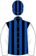 Black and royal blue stripes, white sleeves