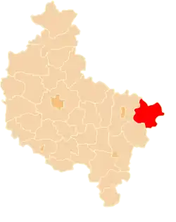 Map showing Koło County in the Greater Poland Voivodeship