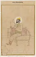 Painting of Amar Singh. Work attributed to school of Purkhu, circa 1850–1860.