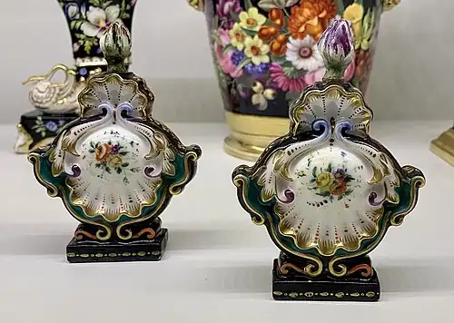 Rococo Revival pair of bottles, by Jacob Petit, c. 1840, hard-paste porcelain, painted and gilded, Museum of Decorative Arts, Paris