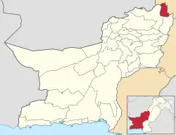 Map of Balochistan with Sherani District highlighted