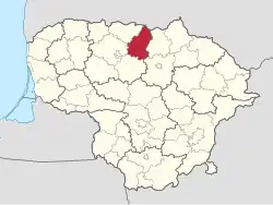 Location of Pakruojis district municipality within Lithuania